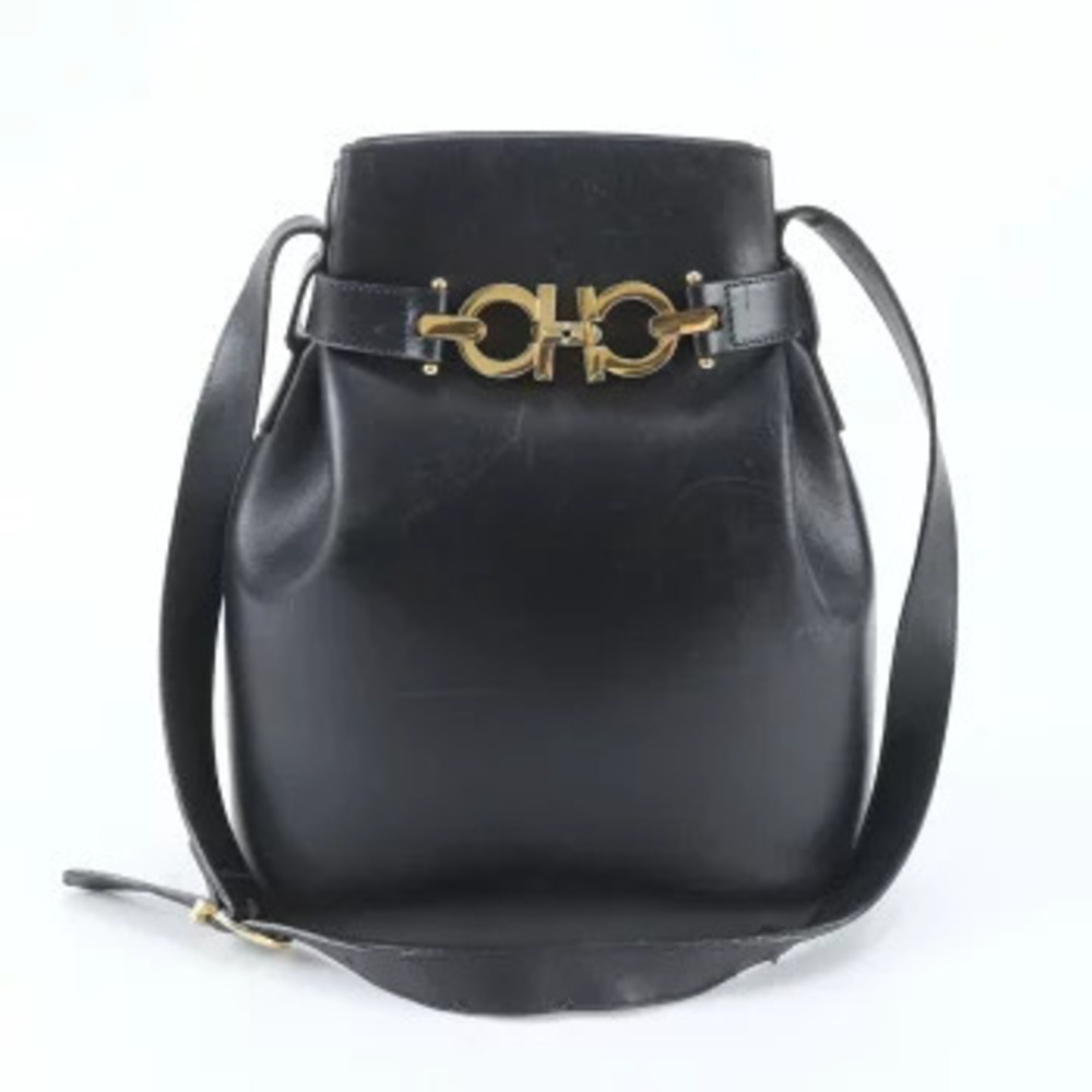 Salvatore Ferragamo Double Gancini Leather Crossbody Bag Brown